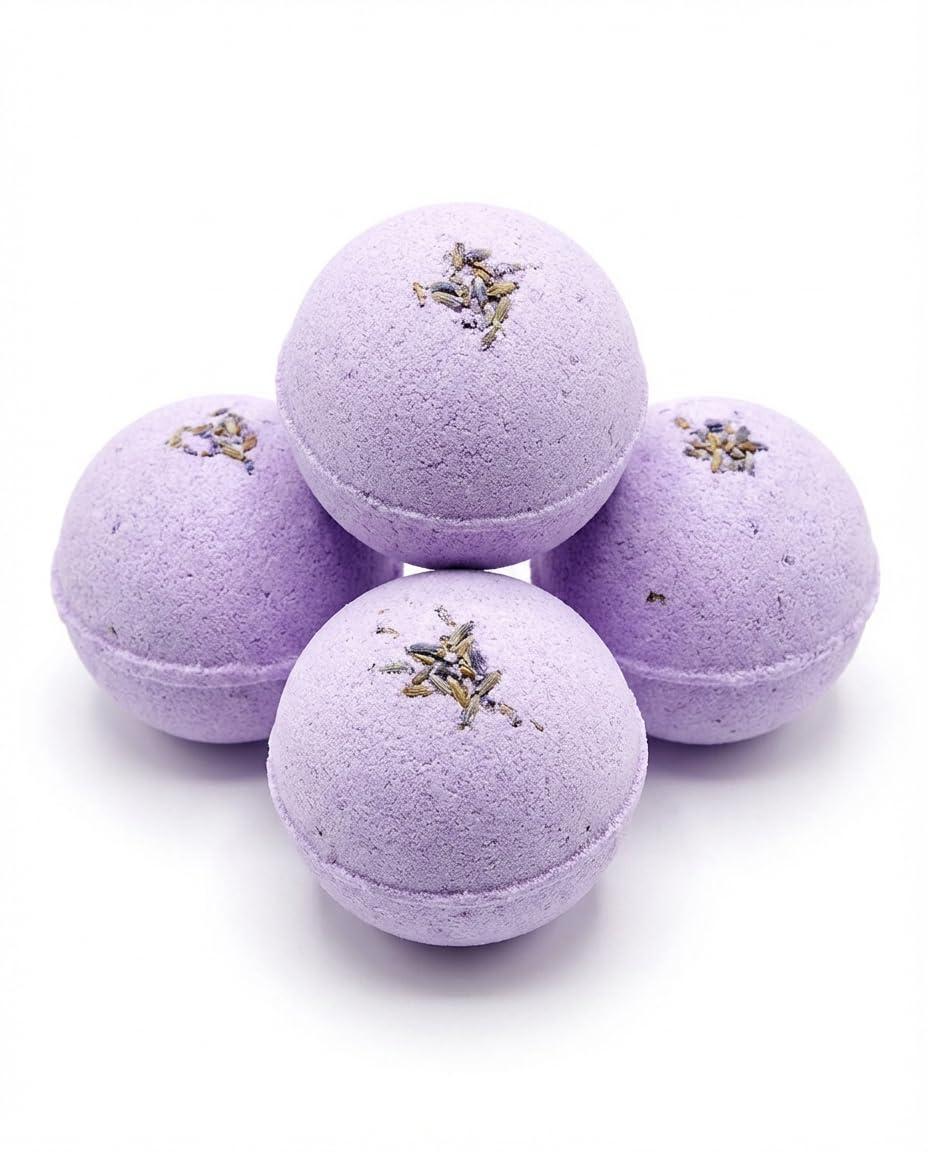 Bath Bombs Gift Set Large 8 oz Fizzy 4 Pack Lavender Moisturizing Spa Bath Bombs Relaxing Aromas Gift Ready