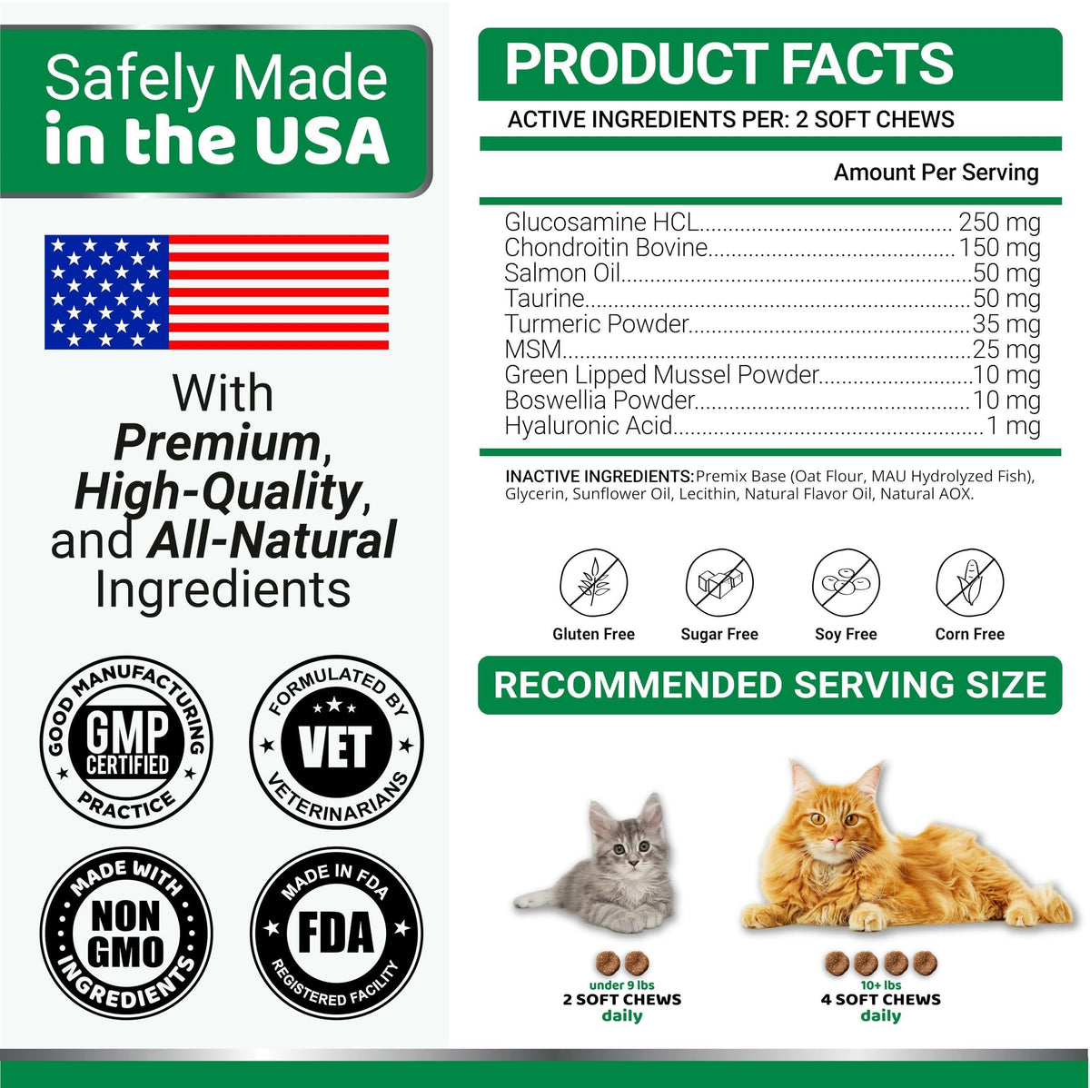Hip & Joint Supplement for Cats Glucosamine 120 Soft Chews
