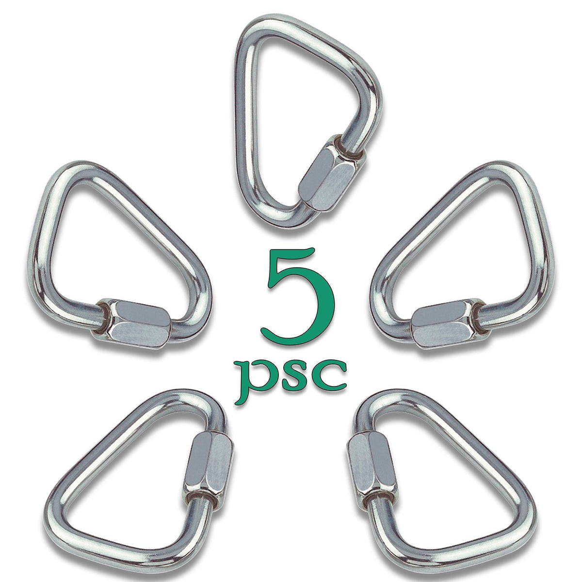 Set of 5 Carabiners for Ninja Slackline. Triangle Shaped Quick Links for Ninja Slackline. Large 5 16  (M8 80mm)