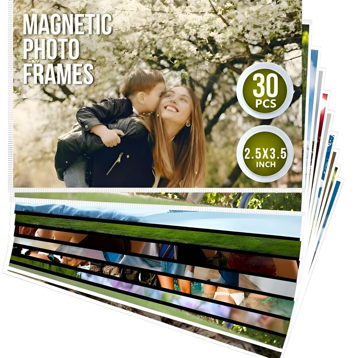 30 Pack 2.5x3.5 Magnetic Picture Frames for Refrigerator Wallet Sized   White Small Magnet Picture Frames for Fridge Magnetic Photo Sleeves Locker Magnet Frame Magnetic Photo Pockets Magnetic Picture Holder