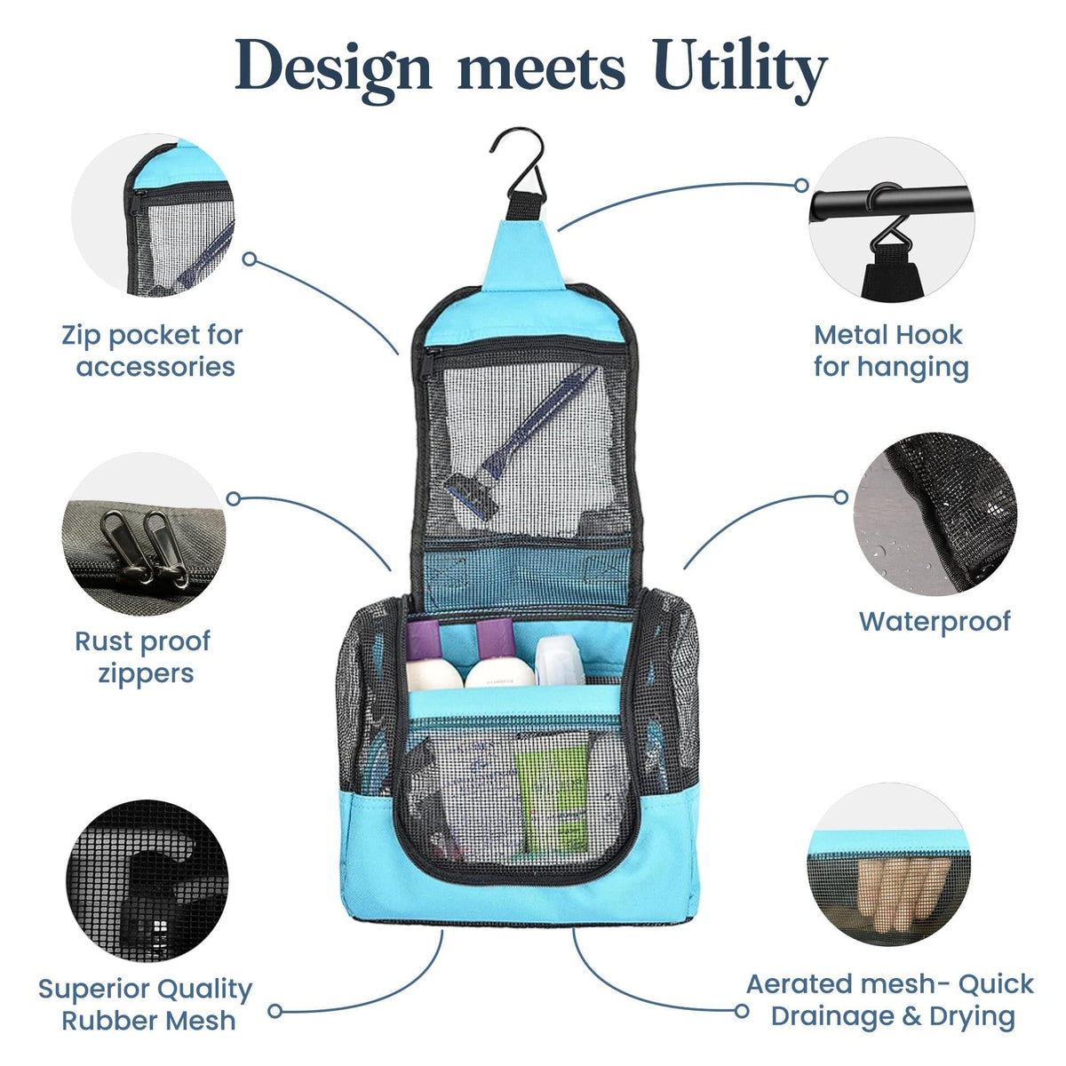 The Fine Living Co. Portable Shower Caddy Hanging Mesh Shower Caddy,10x4x8
