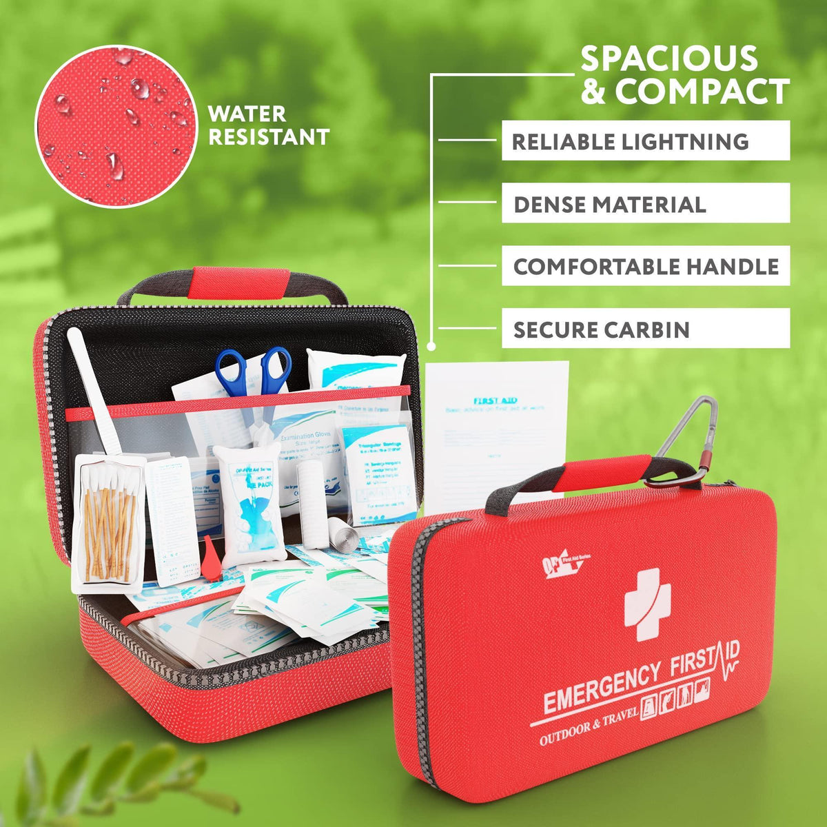 Small First Aid Kit for Car Office 121 Pieces Sturdy Red EVA Travel First Aid Kit with Zip Carabiner Waterproof Basic First Aid Kit for Home Portable Mini Emergency First Aid Kit Travel