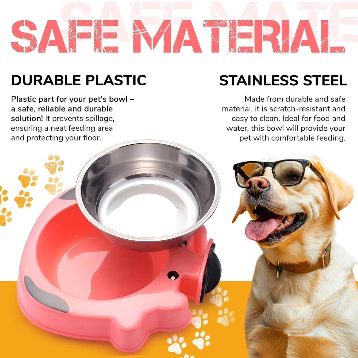 Crate Water Bowl for Dogs & Cats No-Spill Stainless Steel 7.5x7.4x1.7 in Pink