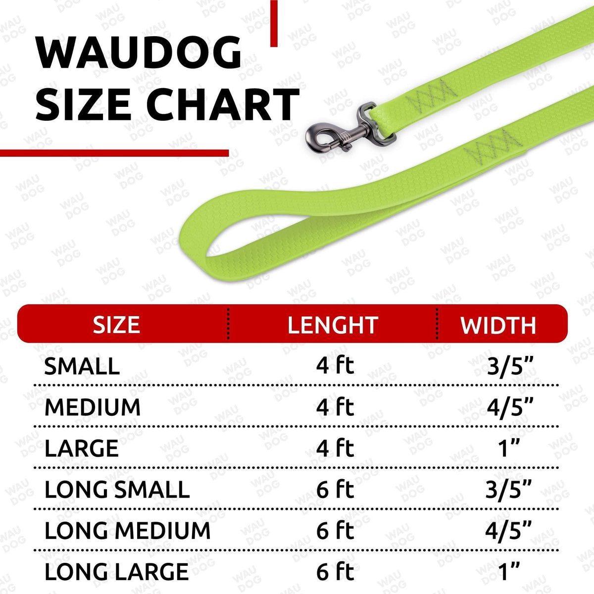 Waterproof Dog Leash 4 ft & 6 ft Anti-Slip All Sizes Green