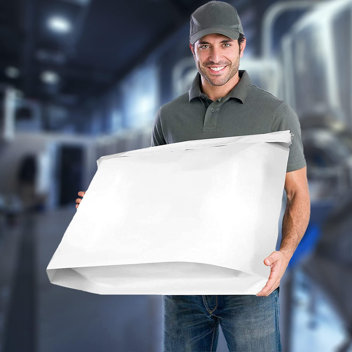 White Gusseted Poly Mailers 24 x 21 x 6 Inch Pack of 25 Poly Shipping Envelopes for Clothing 2.5 Mil. Plastic Shipping Bags Self Seal. Mailing Packages