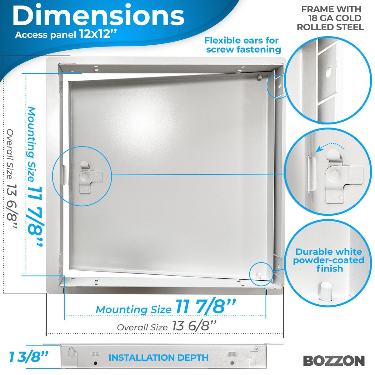 Access Panel for Drywall with Screwdriver Latch 12 x 12 inch Metal Door with a 1.2 mm Thick Frame Wall Hole Cover Access Door Plumbing Access Panel for Drywall Heavy Durable White