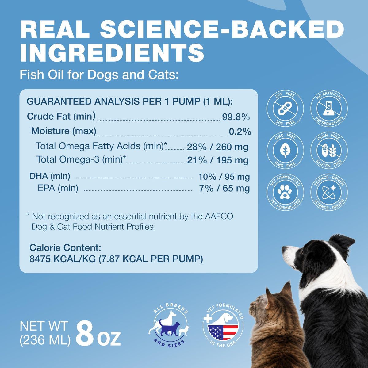 Omega 3 Fish Oil for Dogs and Cats  Healthy Skin and Coat Support Supplement  Omega 3 6 9 EPA DHA Fatty Acids  Itchy Skin, Shedding, Immunity, Joint  Wild Caught Salmon and Pollock Food Topper