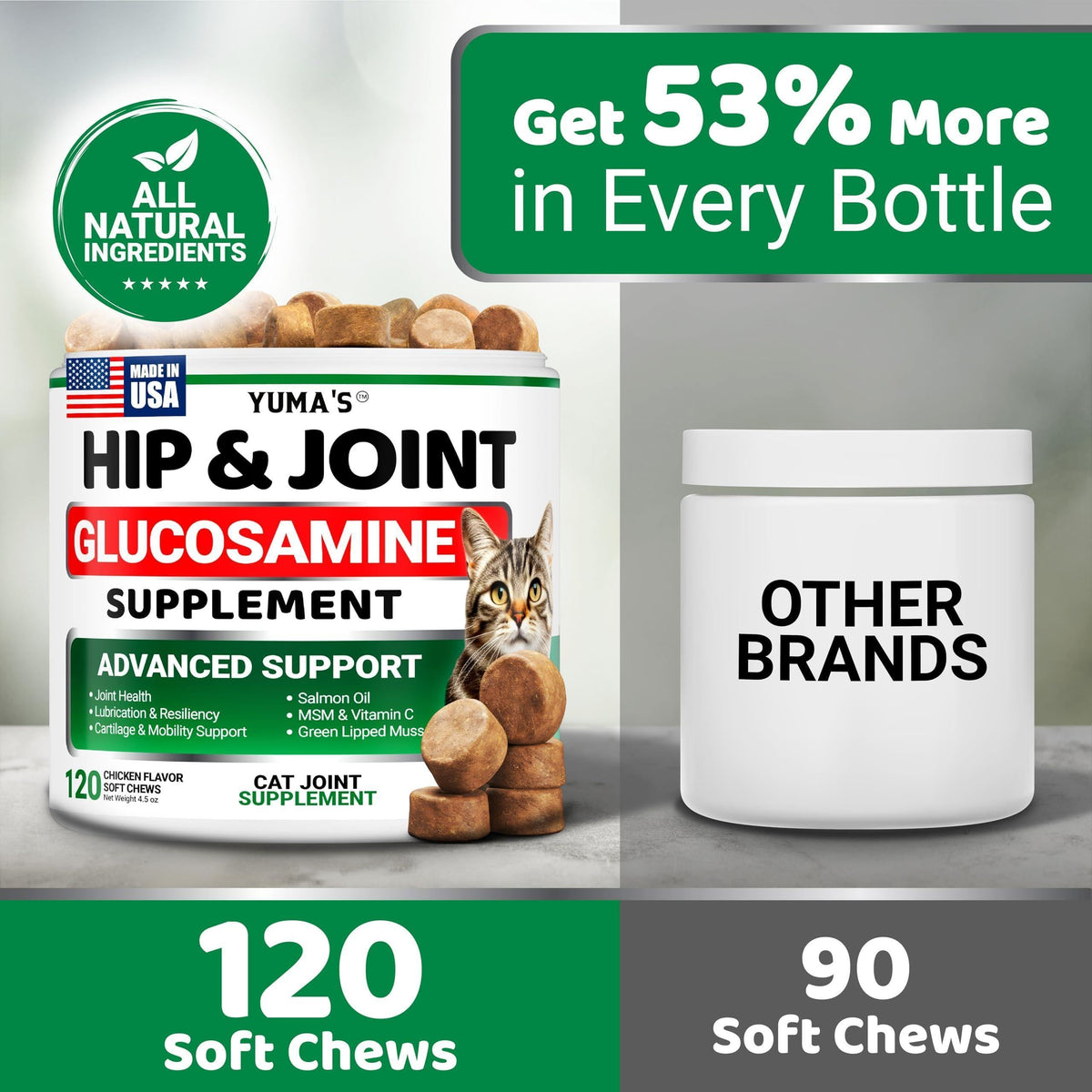 Hip & Joint Supplement for Cats Glucosamine 120 Soft Chews