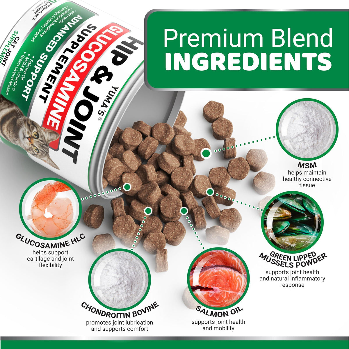 Hip & Joint Supplement for Cats Glucosamine 120 Soft Chews