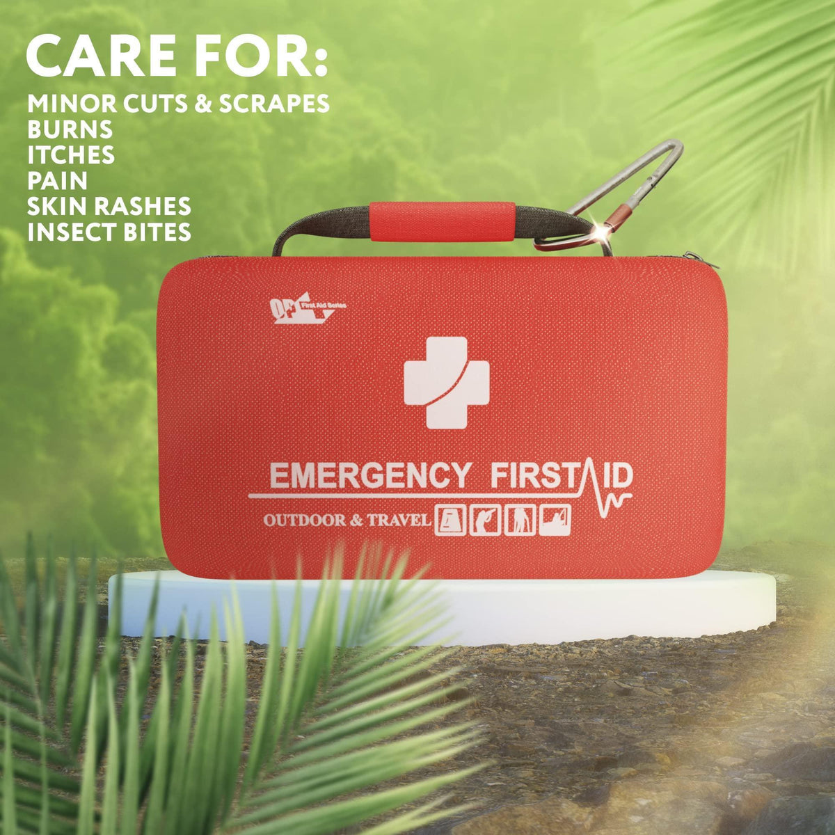 Small First Aid Kit for Car Office 121 Pieces Sturdy Red EVA Travel First Aid Kit with Zip Carabiner Waterproof Basic First Aid Kit for Home Portable Mini Emergency First Aid Kit Travel