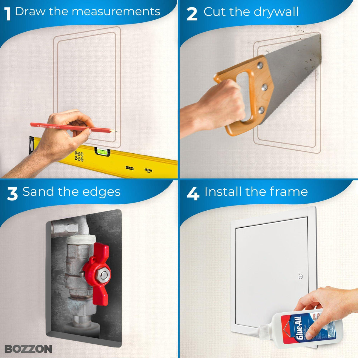 Access Panel for Drywall with Screwdriver Latch 12 x 12 inch Metal Door with a 1.2 mm Thick Frame Wall Hole Cover Access Door Plumbing Access Panel for Drywall Heavy Durable White