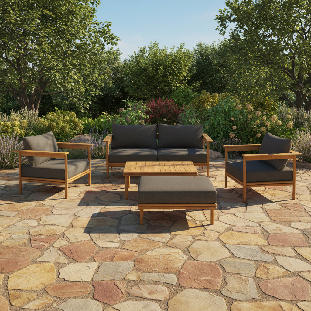 Wren 6-Piece Outdoor Patio Teak Wood Furniture Set by Modway