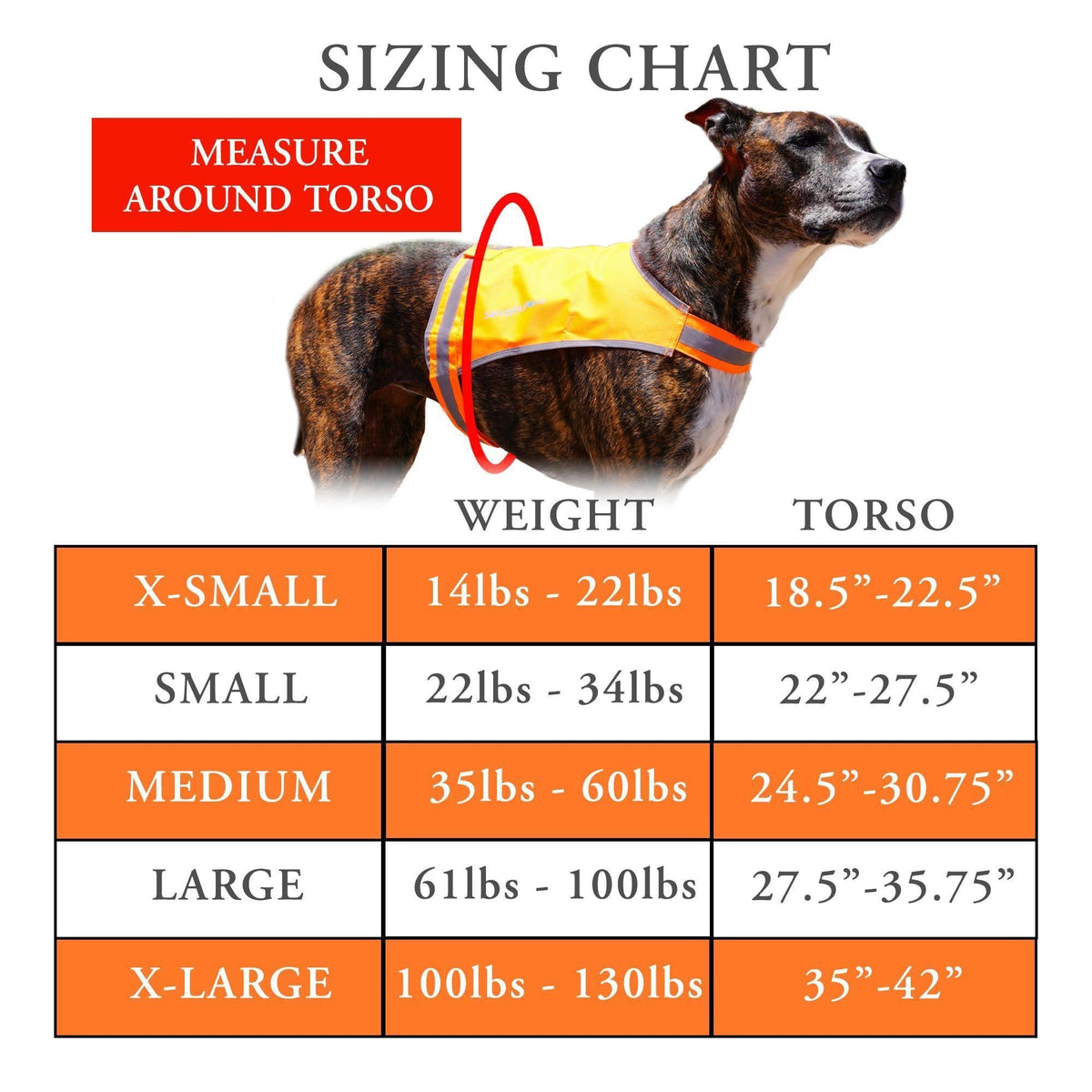 Lightweight Dog Vest Mid-Back Coverage 24 in Chest x 17 in Neck Orange