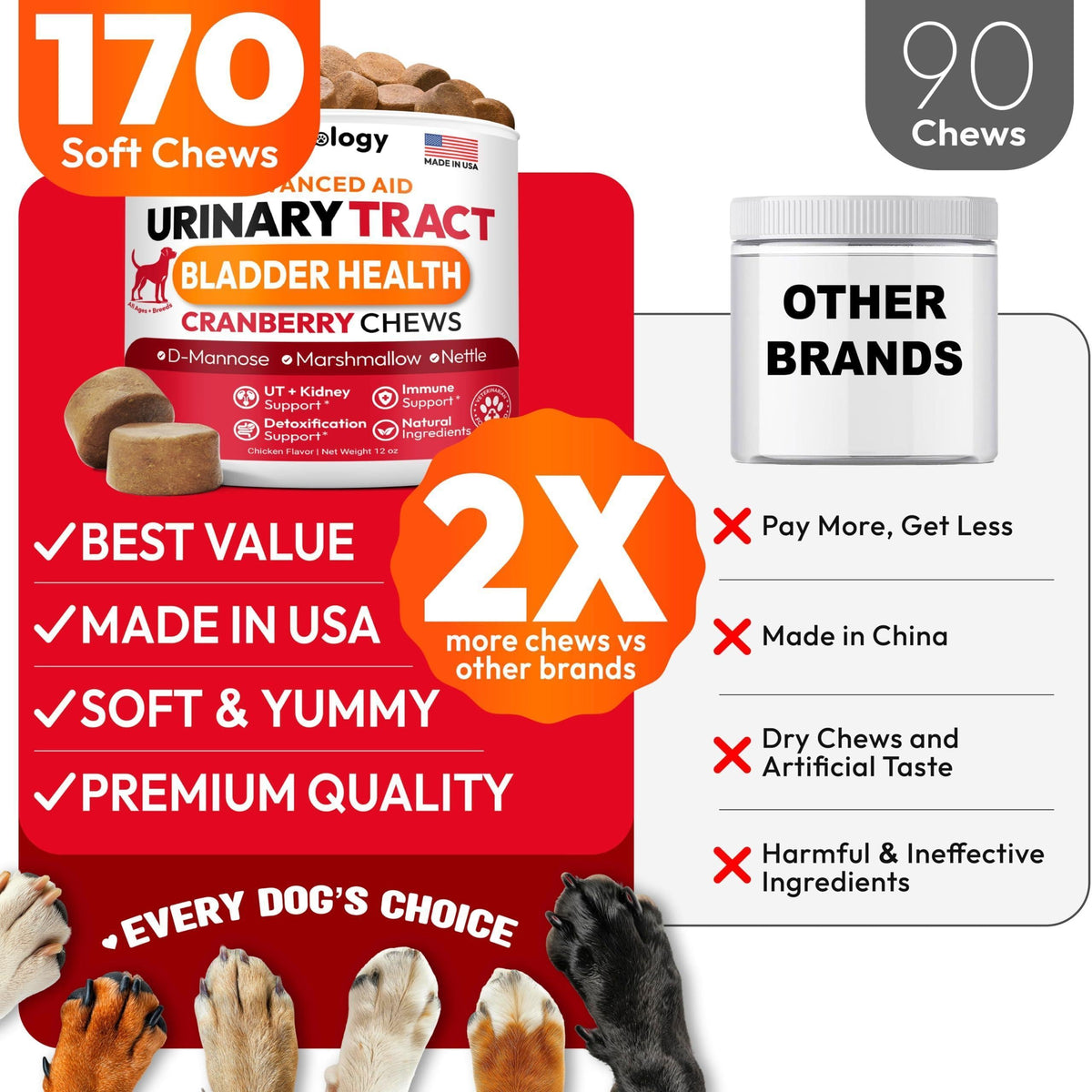 Dog UTI Treatment Cranberry Multivitamin Supplement