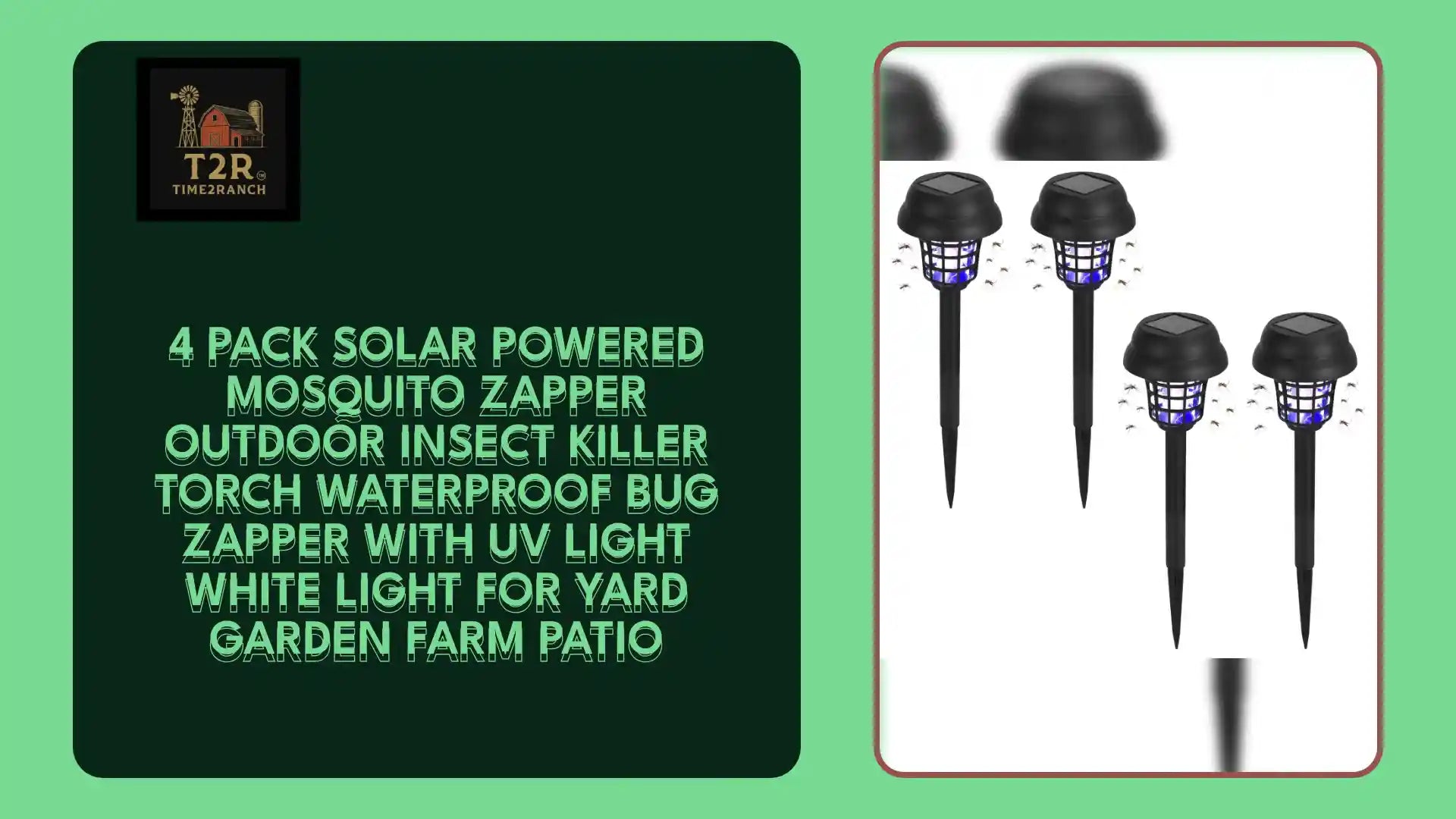 4 Pack Solar Powered Mosquito Zapper Outdoor Insect Killer Torch Waterproof Bug Zapper with UV Light White Light for Yard Garden Farm Patio by@Outfy