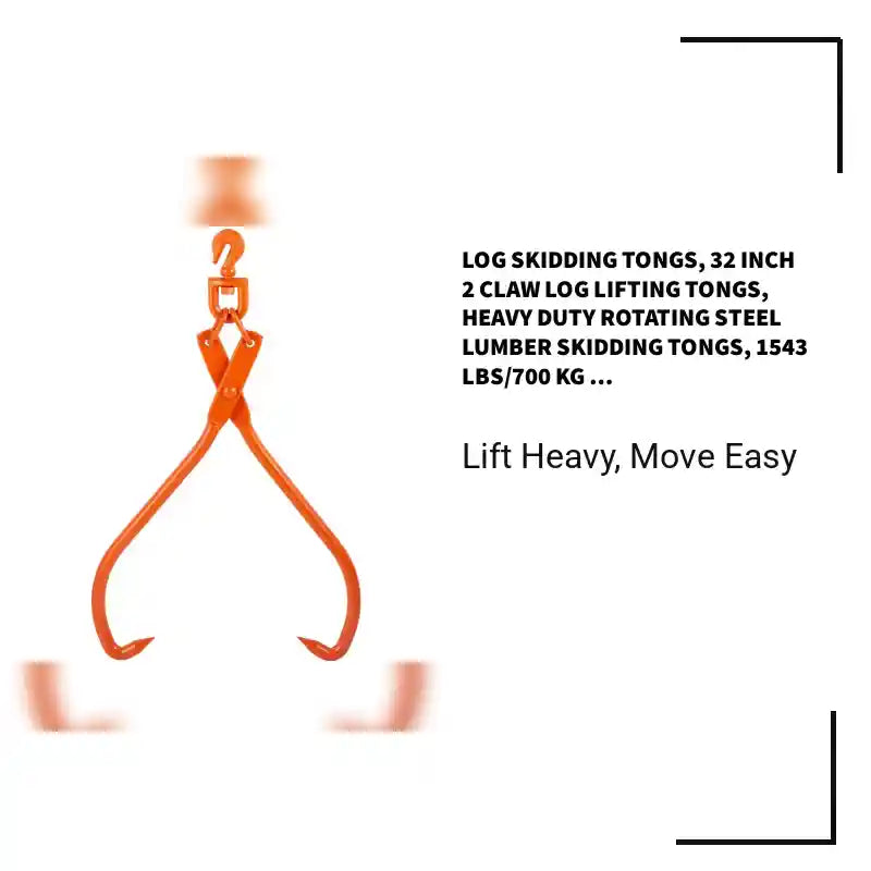 Log Skidding Tongs, 32 inch 2 Claw Log Lifting Tongs, Heavy Duty Rotating Steel Lumber Skidding Tongs, 1543 lbs/700 kg Loading Capacity, Log Lifting, Handling, Dragging &amp; Carrying Tool by@Outfy