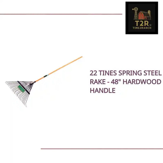 22 Tines Spring Steel Rake - 48" Hardwood Handle by@Outfy