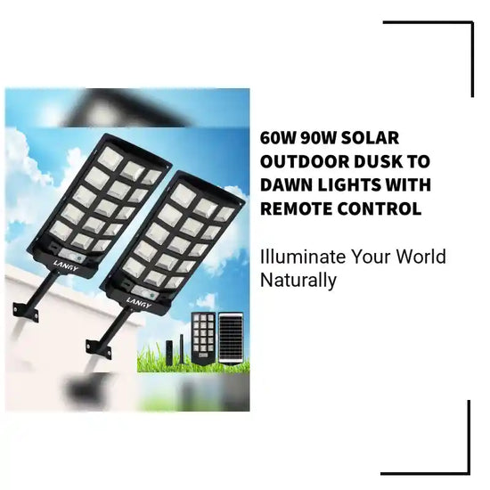60W 90W Solar Outdoor Dusk to Dawn Lights with Remote Control by@Outfy