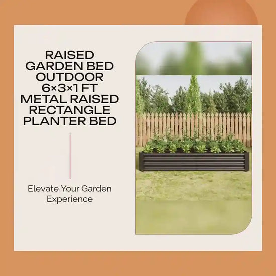 Raised Garden Bed Outdoor 6&times;3&times;1 ft Metal Raised Rectangle Planter Bed by@Outfy