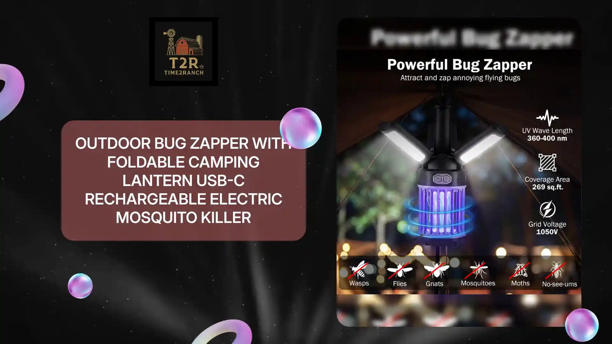 Outdoor Bug Zapper with Foldable Camping Lantern USB-C Rechargeable Electric Mosquito Killer by@Outfy