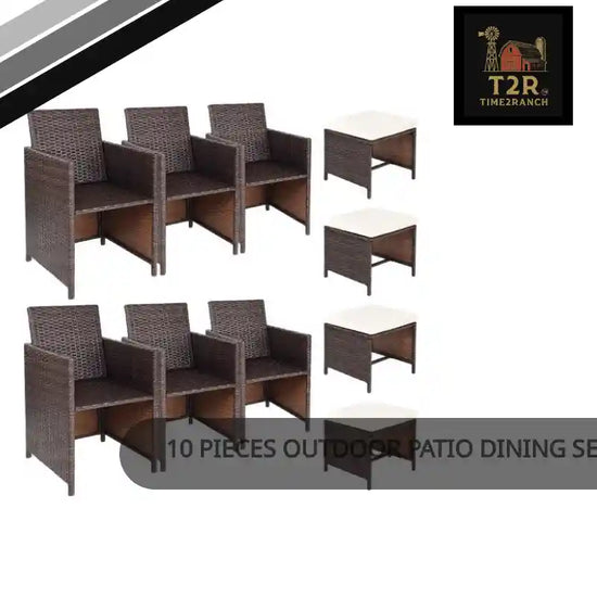 10 Pieces Outdoor Patio Dining Set by@Outfy