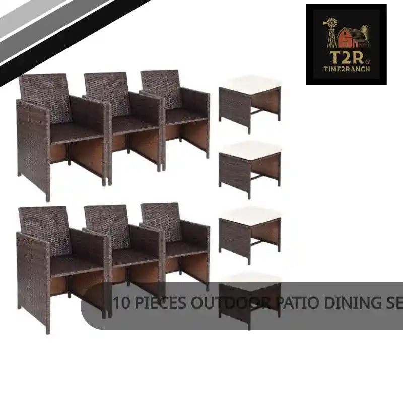 10 Pieces Outdoor Patio Dining Set by@Outfy