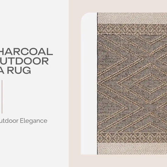 Beige Charcoal Areli Outdoor Area Rug by@Outfy