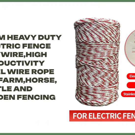 200M Heavy Duty Electric Fence Polywire,High Conductivity Steel Wire Rope for Farm,Horse, Cattle and Garden Fencing by@Outfy