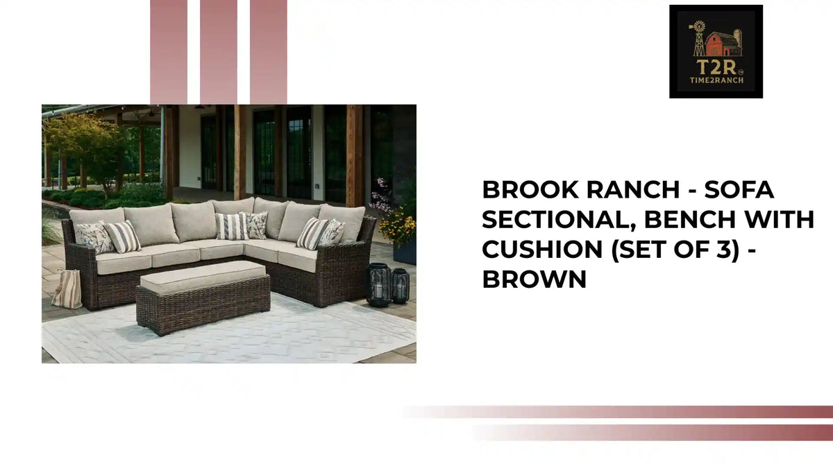 Brook Ranch - Sofa Sectional, Bench With Cushion (Set of 3) - Brown by@Outfy