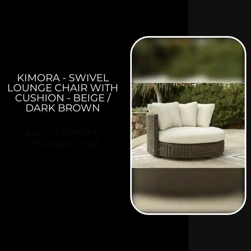 Kimora - Swivel Lounge Chair With Cushion - Beige / Dark Brown by@Outfy