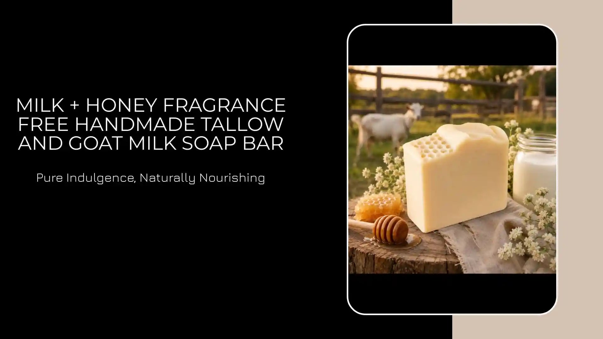 Milk + Honey Fragrance Free Handmade Tallow and Goat Milk Soap Bar by@Outfy