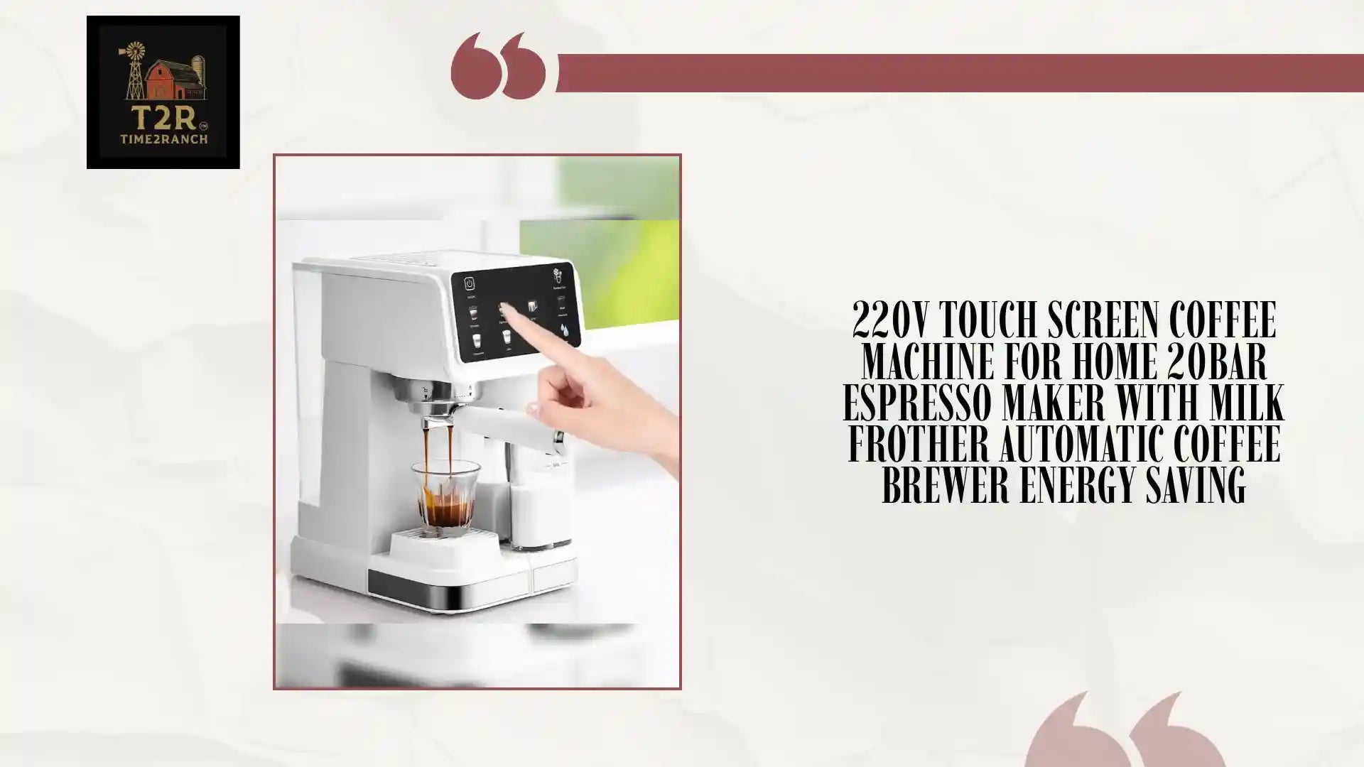 220V Touch Screen Coffee Machine for Home 20Bar Espresso Maker with Milk Frother Automatic Coffee Brewer Energy Saving by@Outfy
